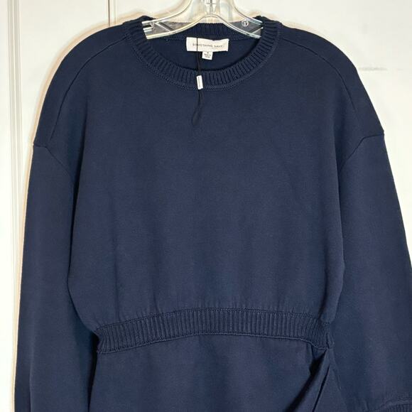 Something Navy Bi Color Blue Green Cotton Cashmere Sweater Mini Dress S - Picture 3 of 11